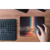 Regenboog - Verticaal - Sterrenhemel - Wolken muismat rubber klein -toetsenbord