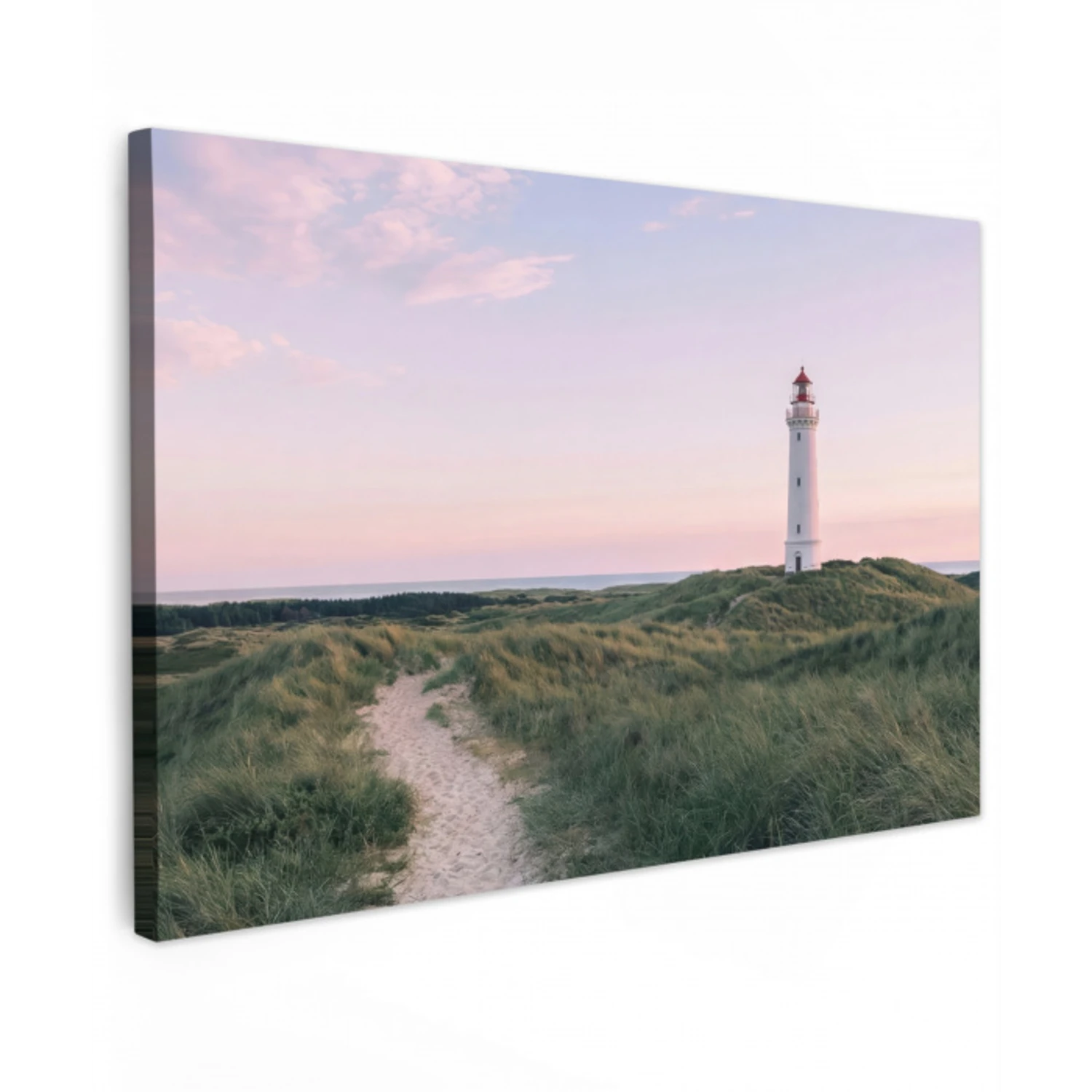 Vuurtoren - Duinlandschap - Zee Tuinposter op houten frame 2 cm dik klein -3d