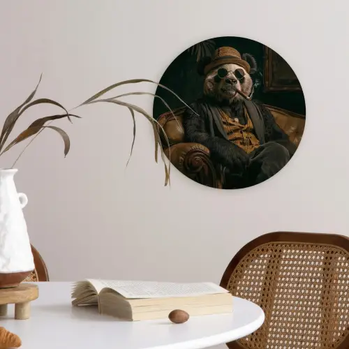 Panda - Hoed - Bril - Pak Wandcirkel kunststof plaat 5mm dik klein -sfeer4