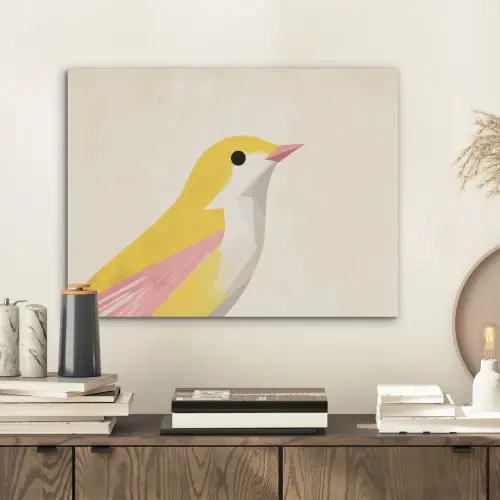 Vogel - Minimalistisch - Geel PET vilt klein -sfeer1