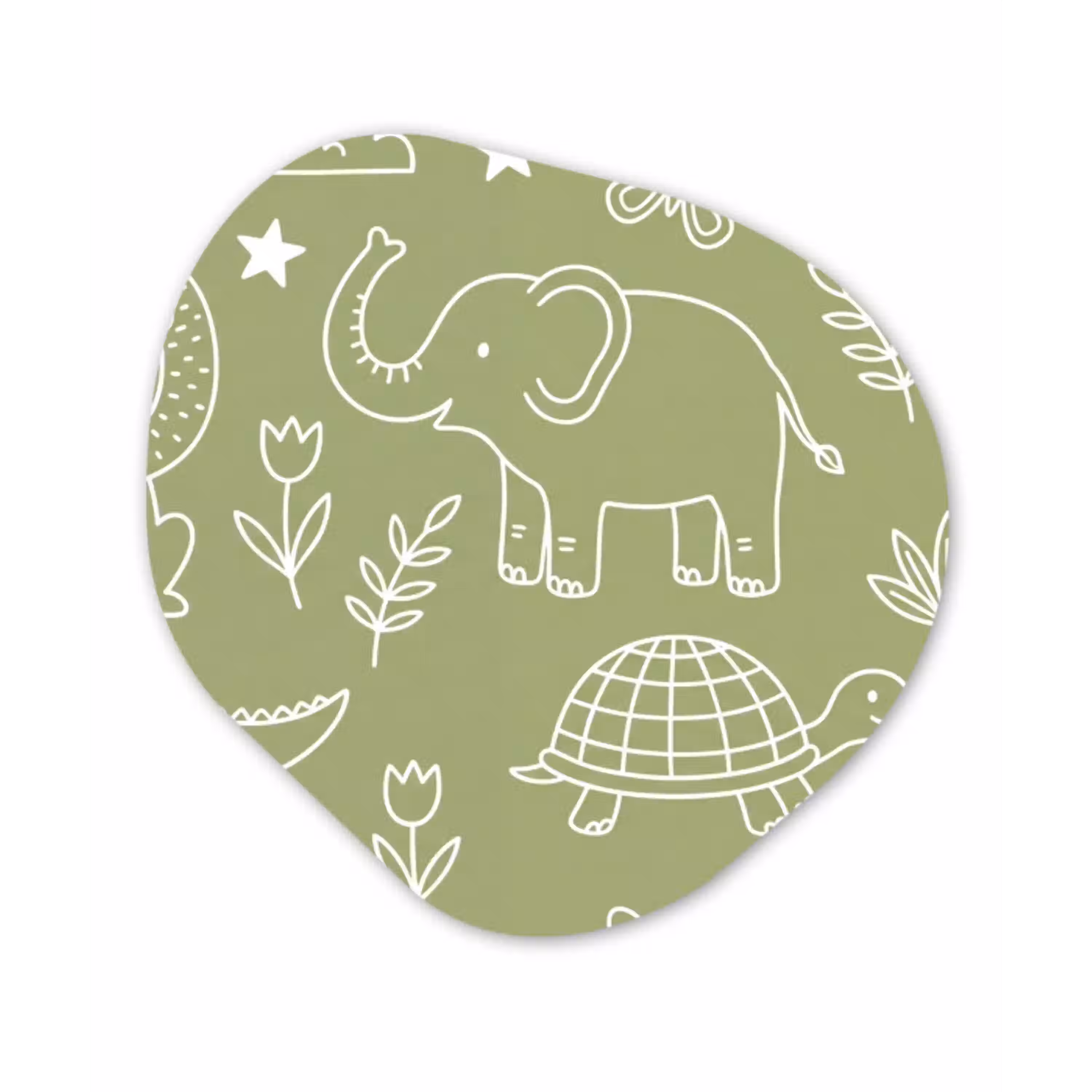 Dieren - Patroon - Illustratie - Natuur - Groen Wandcirkel Organisch Plexiglas middel -3d