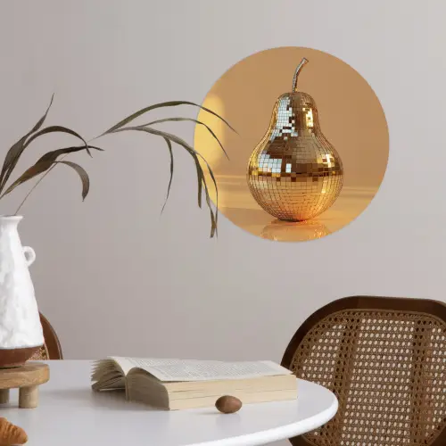 Goud - Disco - Glitter - Peer Wandcirkel behangsticker klein -sfeer3