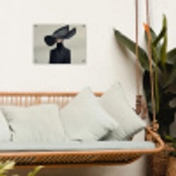 Zwart - Vrouw - Hoed tuinposter los doek klein -sfeer7