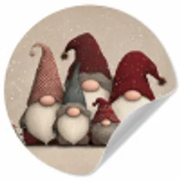 Kabouters - Kerst - Sneeuw - Puntmutsen Wandcirkel behangsticker klein -3d