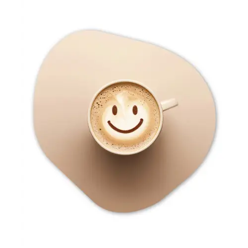 Koffie - Melkschuim - Lach - Beige Wandcirkel Organisch Aluminium middel -3d
