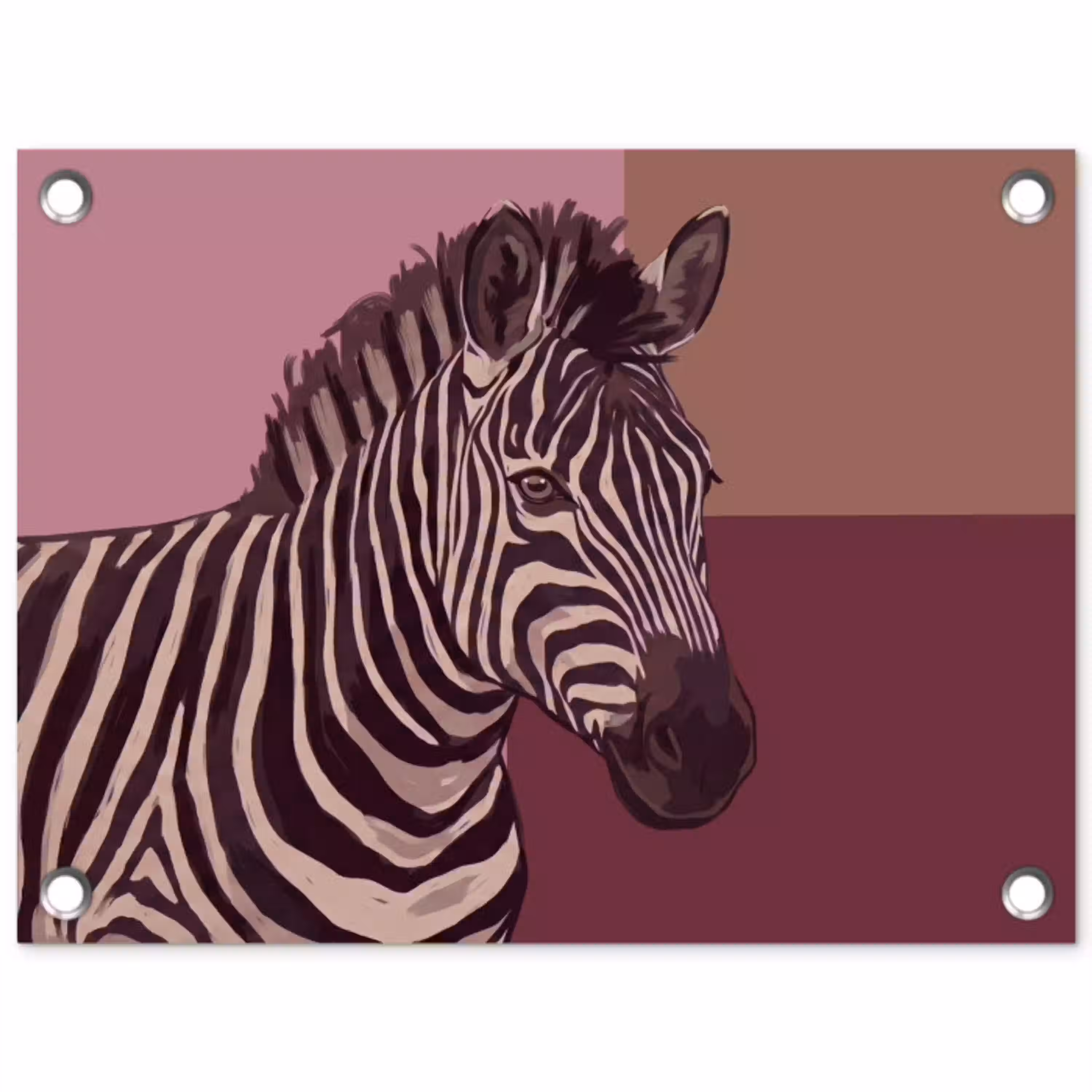 Dieren - Zebrahoofd - Wildlife - Modern - Bruin tuinposter los doek klein -3d