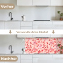 Botanisch - Bloemen - Rood keuken achterwand 2 middel 871 -voor-na_DE