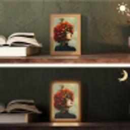 Vrouw - Appels - Rood - Bladeren Light Box met kabel (Tafellamp) klein -sfeer3
