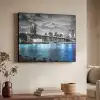 New York - Skyline - Stad - Blauw Textielframe - compleet frame klein -sfeer3