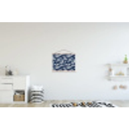 Botanisch - Patroon - Blauw textielposter latten blank klein 122 -kinderkamer