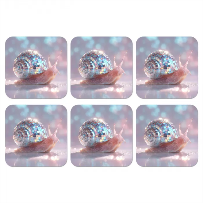 Slak - Disco - Mozaïek - Blauw onderzetter kurk middel -3d
