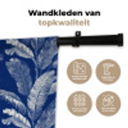 Blad - Palm - Blauw Wandkleed katoen klein 269 -sfeer2