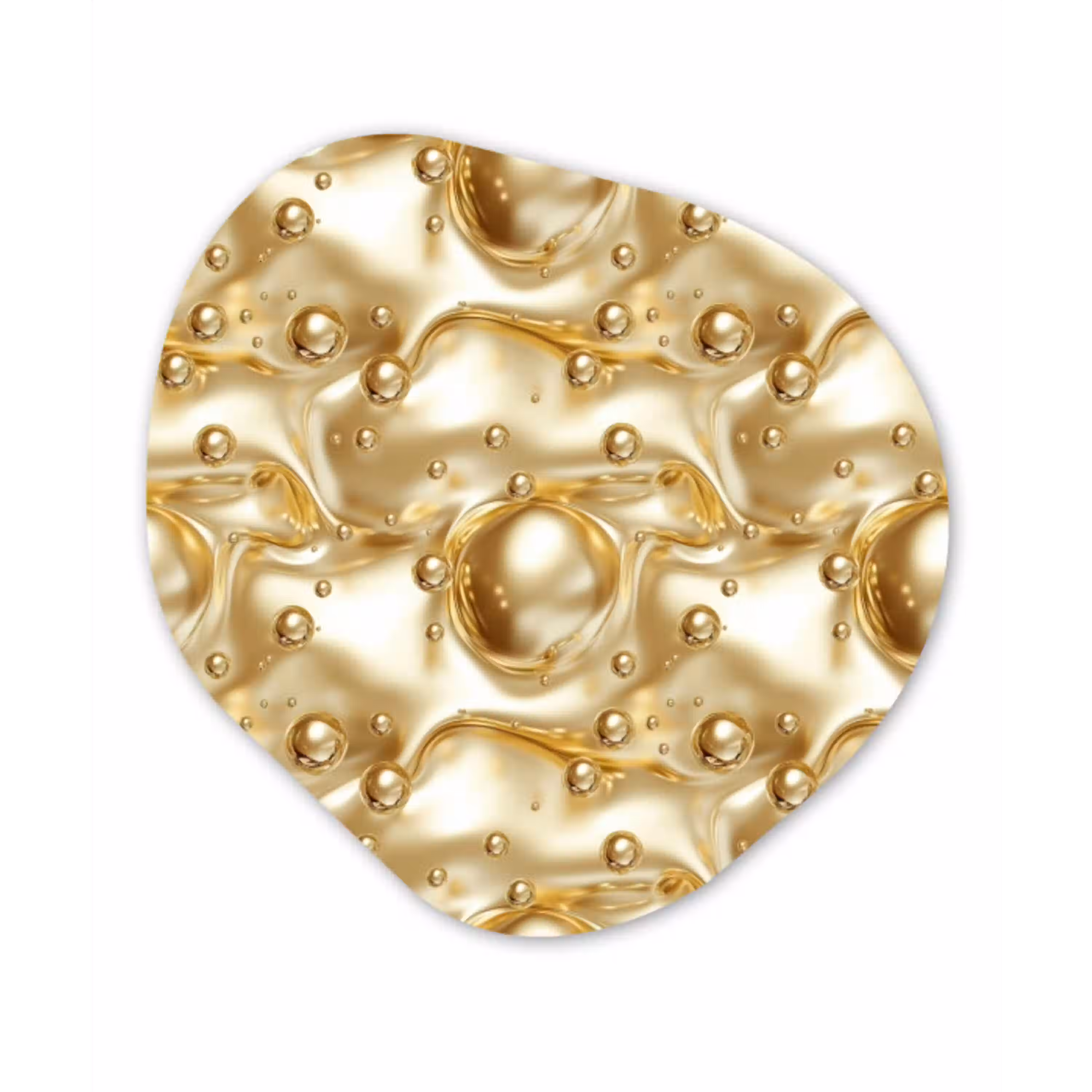 Vloeibaar - Druppels - Goud Wandcirkel Organisch Aluminium middel 851 -3d