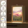 Bloemen - Roze - Zonsondergang - Natuur - Weide - Horizon Light Box met kabel (Tafellamp) klein -USP_NL