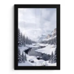 Sneeuwlandschap - Bergen - Rivier - Winter fotolijst zwart zonder passe partout klein -3d