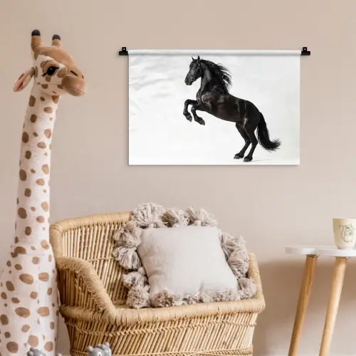 Zwart - Paard - Portret Wandkleed katoen klein -wsfeer5_kind