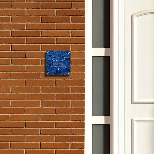 Blauwe rozen - Sierlijk Naambord Vierkant klein -sfeer3-XS