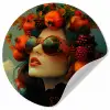 Vrouw - Granaatappel - Herfst - Zonnebril Wandcirkel behangsticker klein -3d