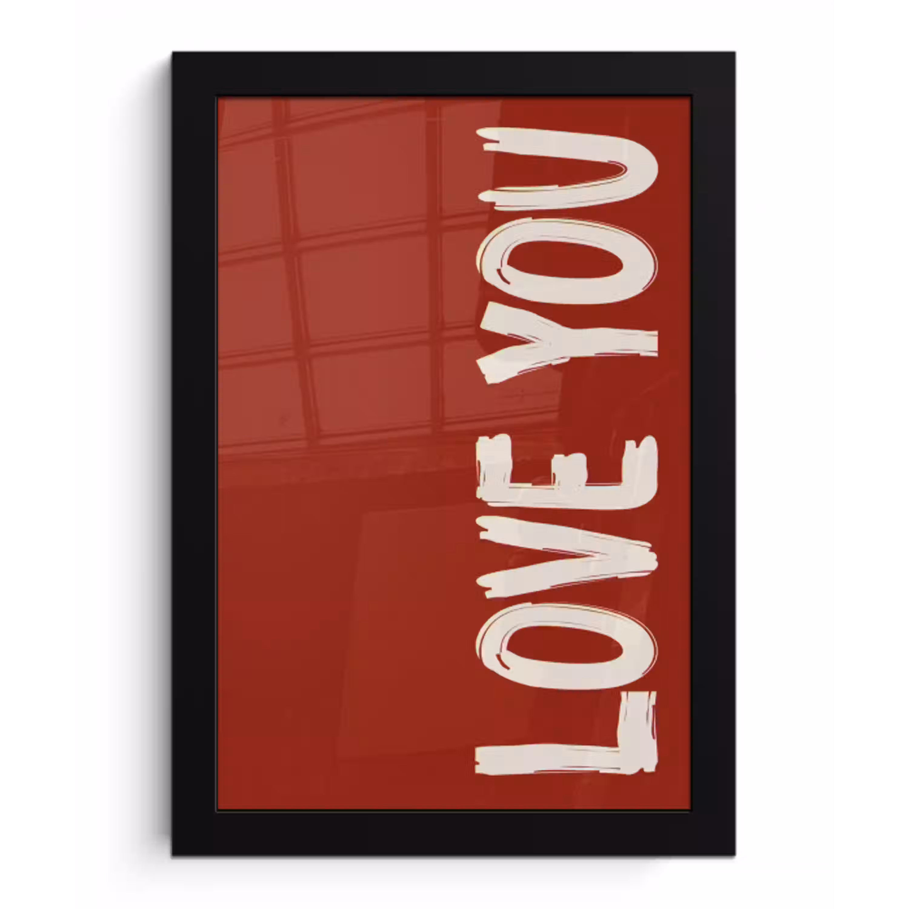 Schuin - Loveyou - Rood fotolijst zwart zonder passe partout klein -3d