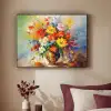 Bloemen - Kleurrijk - Olieverf - Bloempot Textielframe zwart klein -sfeer1