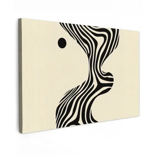 Beige - Lijnen - Golvend -  Abstract Tuinposter op houten frame 2 cm dik klein -3d