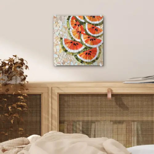 Mozaïek - Watermeloen - Rood - Pitten plexiglas 5mm klein -sfeer4