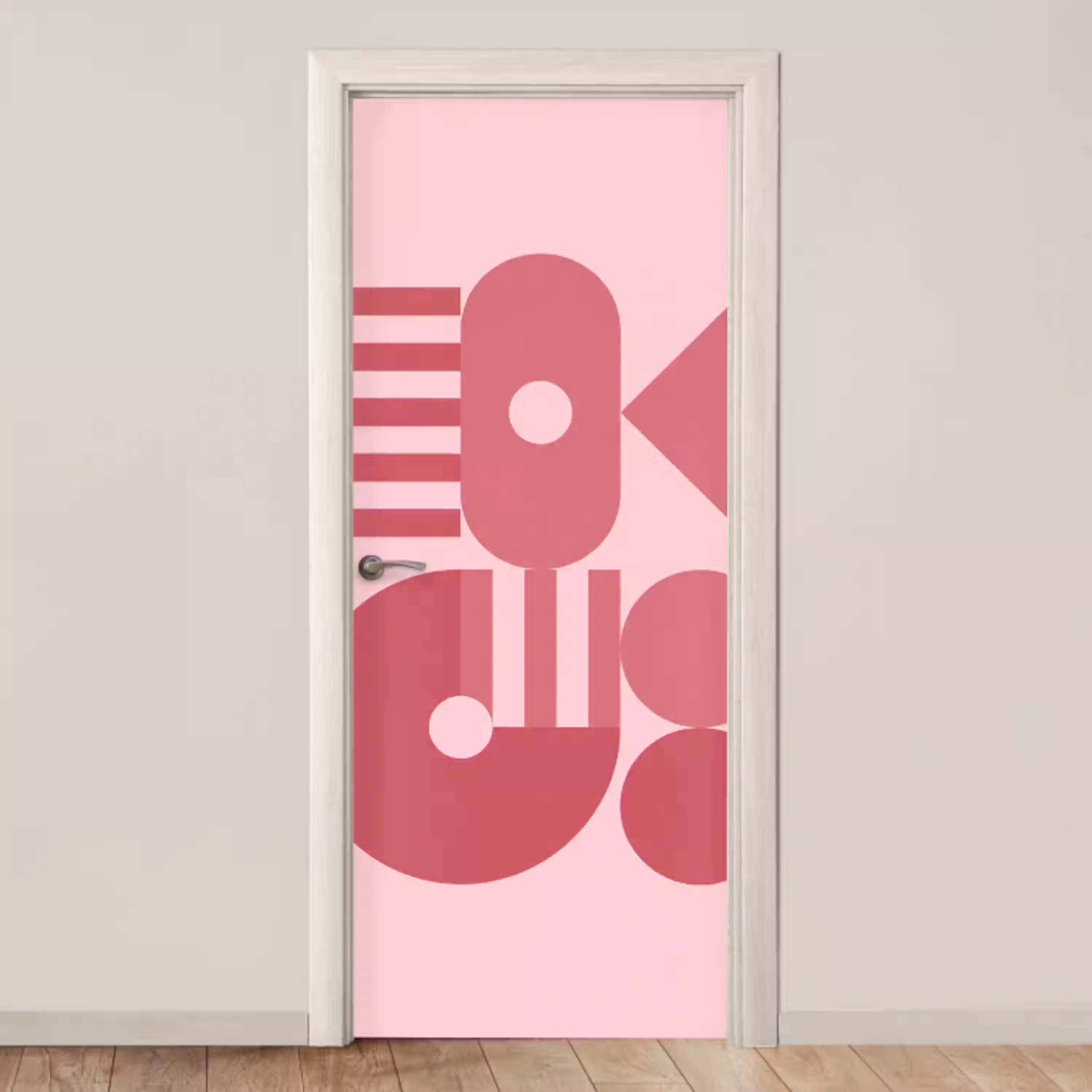 Abstract - Geometrisch - Vormen - Roze deurposter klein -3d_beige