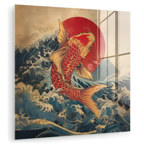 Koi - Zee - Golven - Zon plexiglas 5mm klein -zzzproduct_nieuw