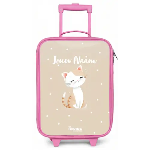 Kat omringd door beige stippen Kinderkoffer - Roze klein -zz3dotto