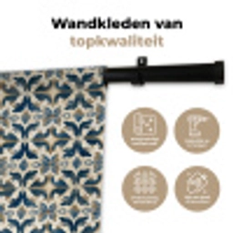 Tegel - Patroon - Blauw - Beige Wandkleed katoen klein 269 -sfeer2