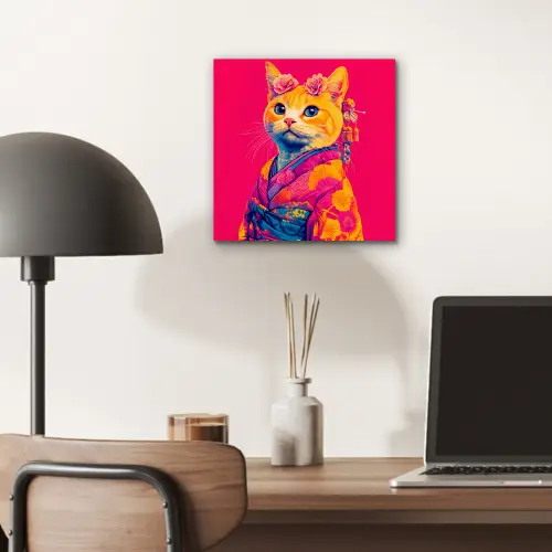 Kat - Kimono - Bloemen - Roze aluminium wit klein -sfeer5
