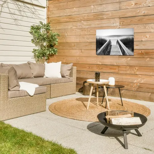 Loopbrug - Hout - Strand - Zee Tuinposter op houten frame 2 cm dik klein -sfeer2