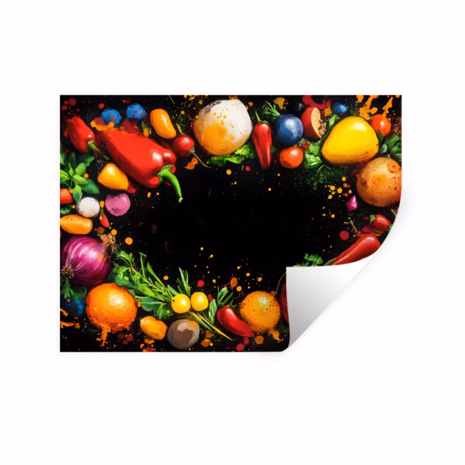 Wandtattoo – Gemüse - Graffiti - Farbenfroh - Kochen - Abstrakt