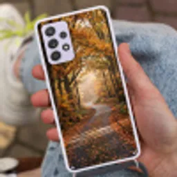 Bospad - Herfstbos - Bladeren - Oranje - Nostalgisch Hoesje Samsung Galaxy A52 5G met koord klein -sfeer3