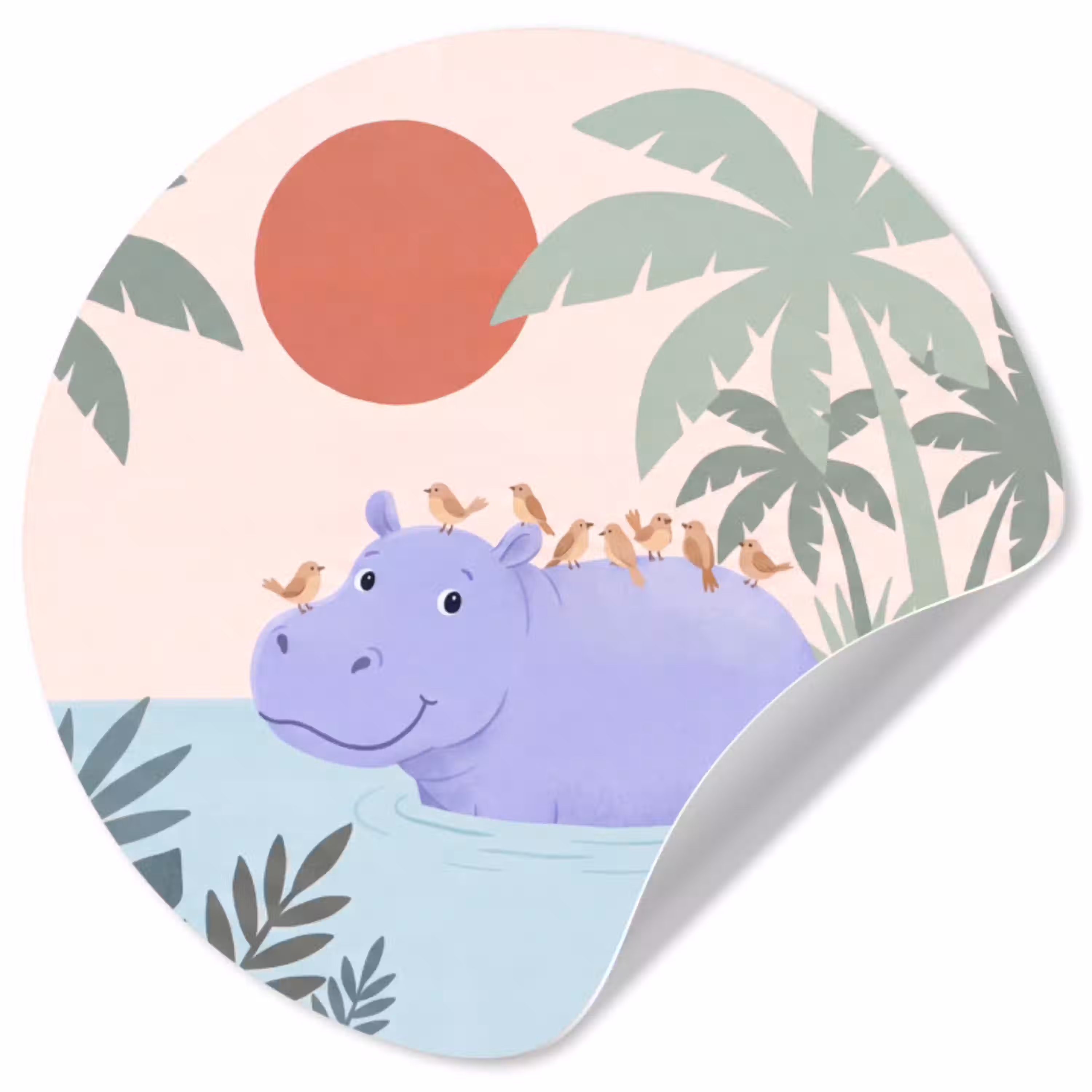 Dieren - Vogel - Water - Natuur - Illustratie Wandcirkel behangsticker klein -3d