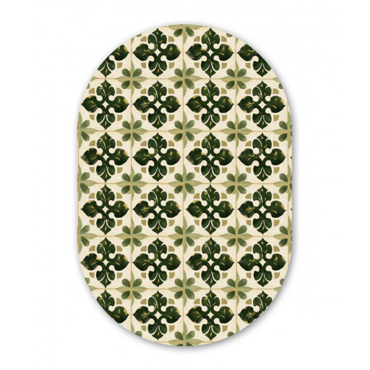 Patroon - Tegel - Groen Wandcirkel Ovaal Aluminium middel 839 -3d