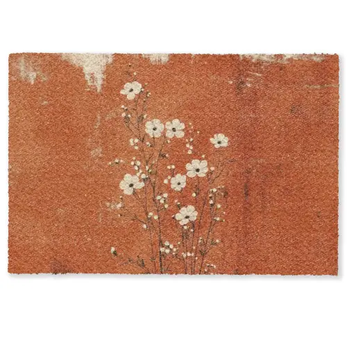 Bloemen - Wit - Subtiel - Roestkleur Deurmat klein -zkaufland3d