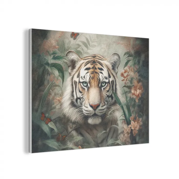 Tijger - Vlinders - Dieren - Jungle - Bloemen PET vilt klein -3d