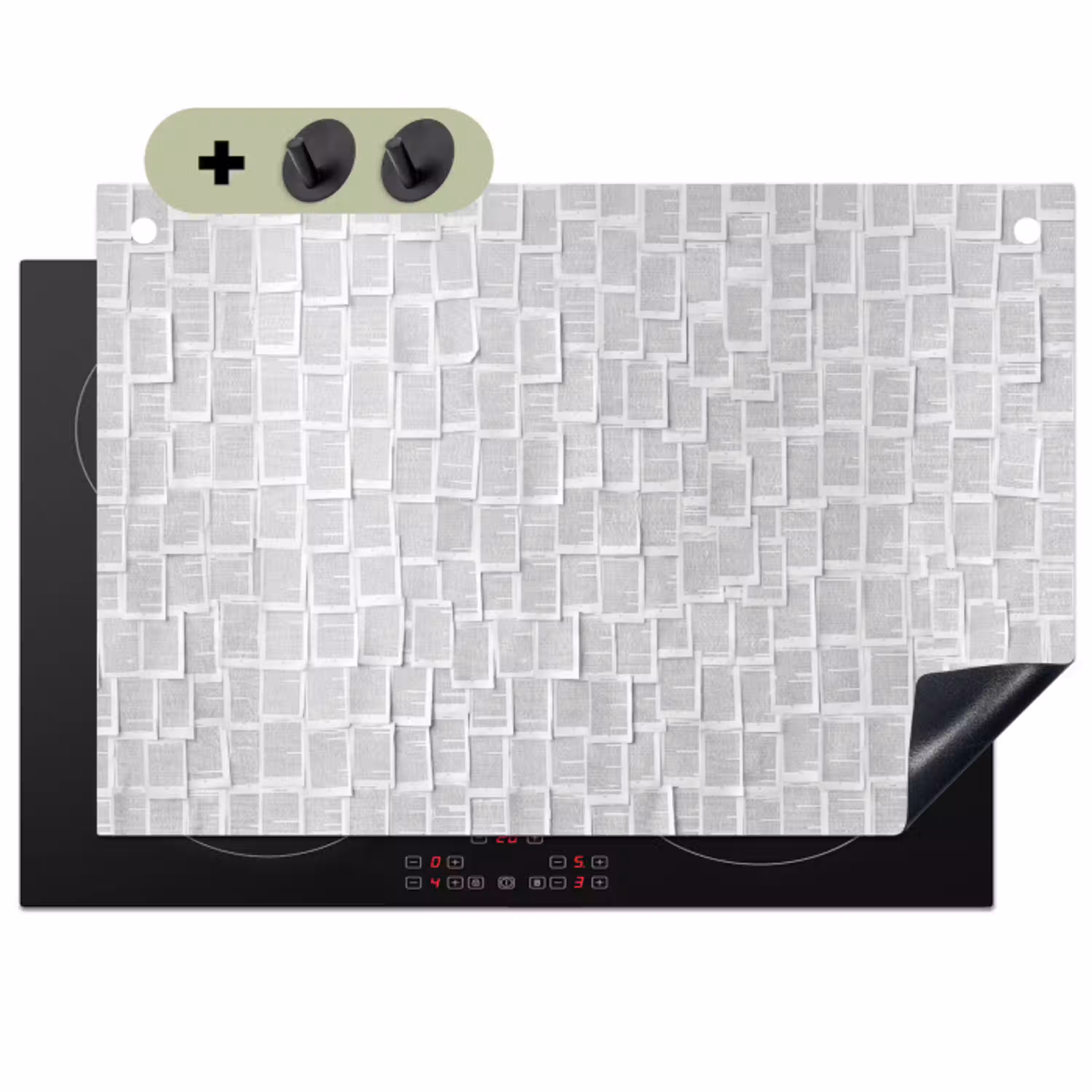 Papier - Overlappend - Textuur - Modern - Wit Inductie beschemer met haakjes klein -3d