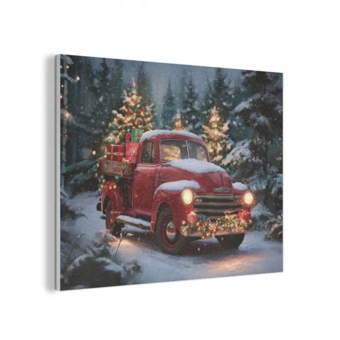 Kersttruck - Sneeuwbos - Rood PET vilt klein -3d
