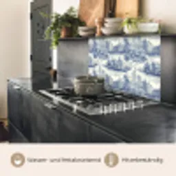 Huizen - Bomen - Water - Vogels - Blauw keuken achterwand 2 middel 865 -usp_DE
