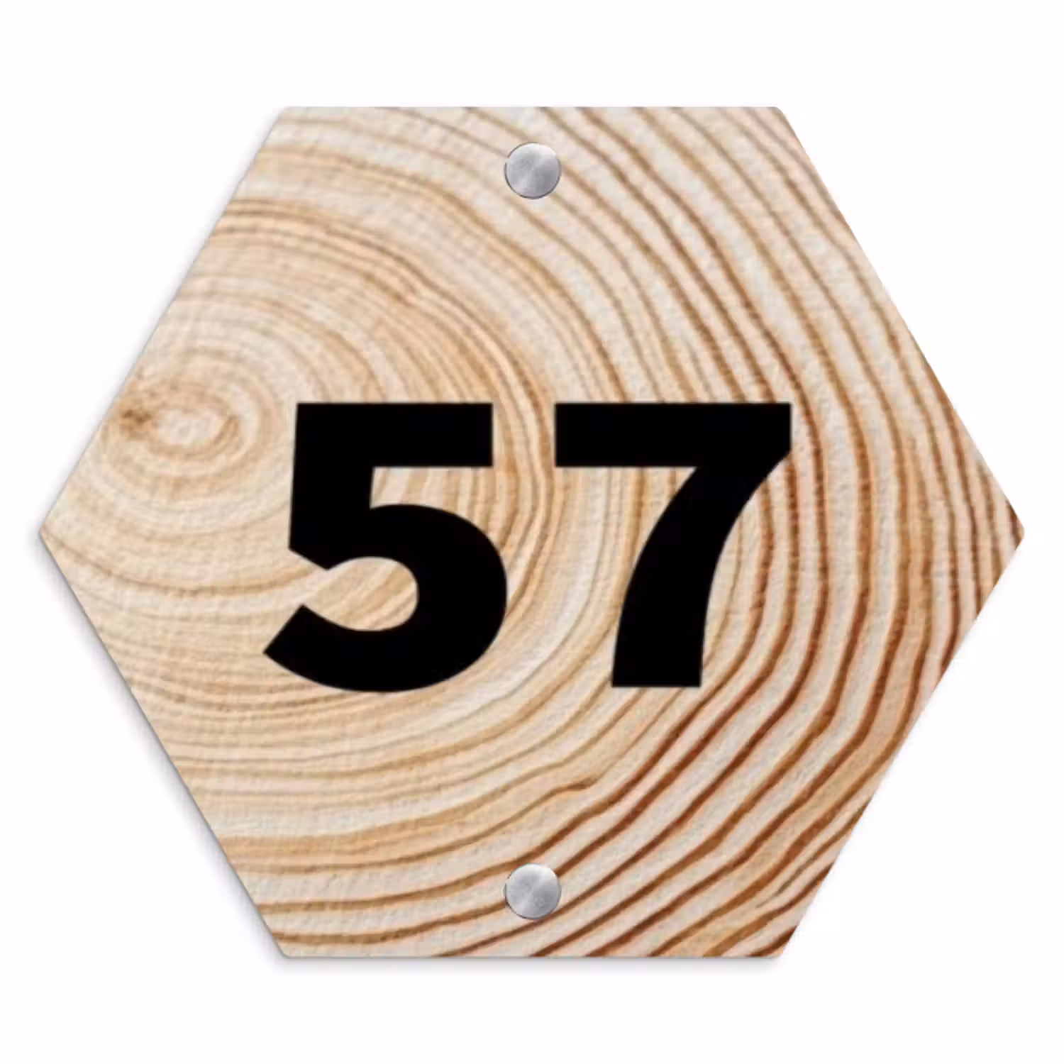 Naambordje voordeur - Hexagon - Houten nerf - Traditioneel
