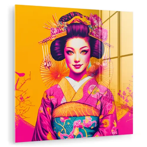Bloemen - Vrouw - Kimono - Roze plexiglas 5mm klein -zzzproduct_nieuw