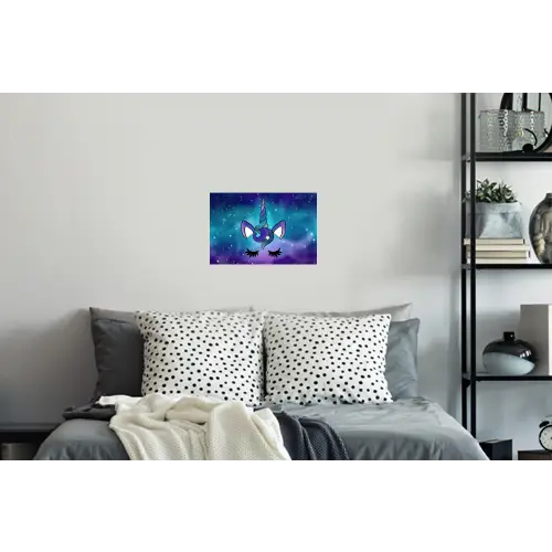 Eenhoorn - Sterrenhemel - Ster - Blauw Muursticker klein -slaapkamer
