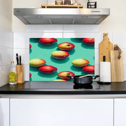 Appels - Water - Turquoise Inductie beschemer met haakjes klein 777 -sfeer2