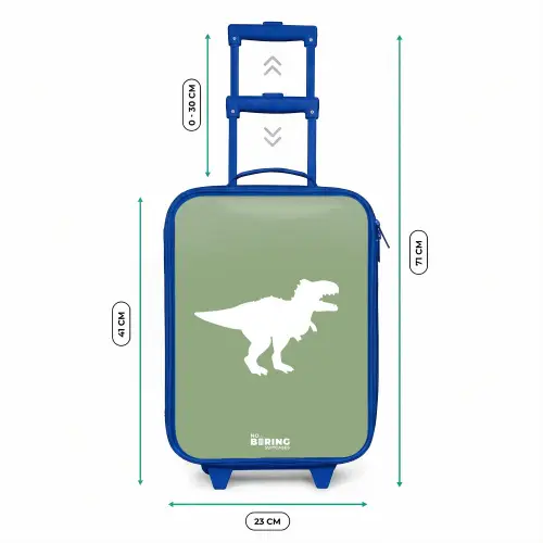 Groen met T-rex dino Kinderkoffer - Blauw klein -productfoto_formaten