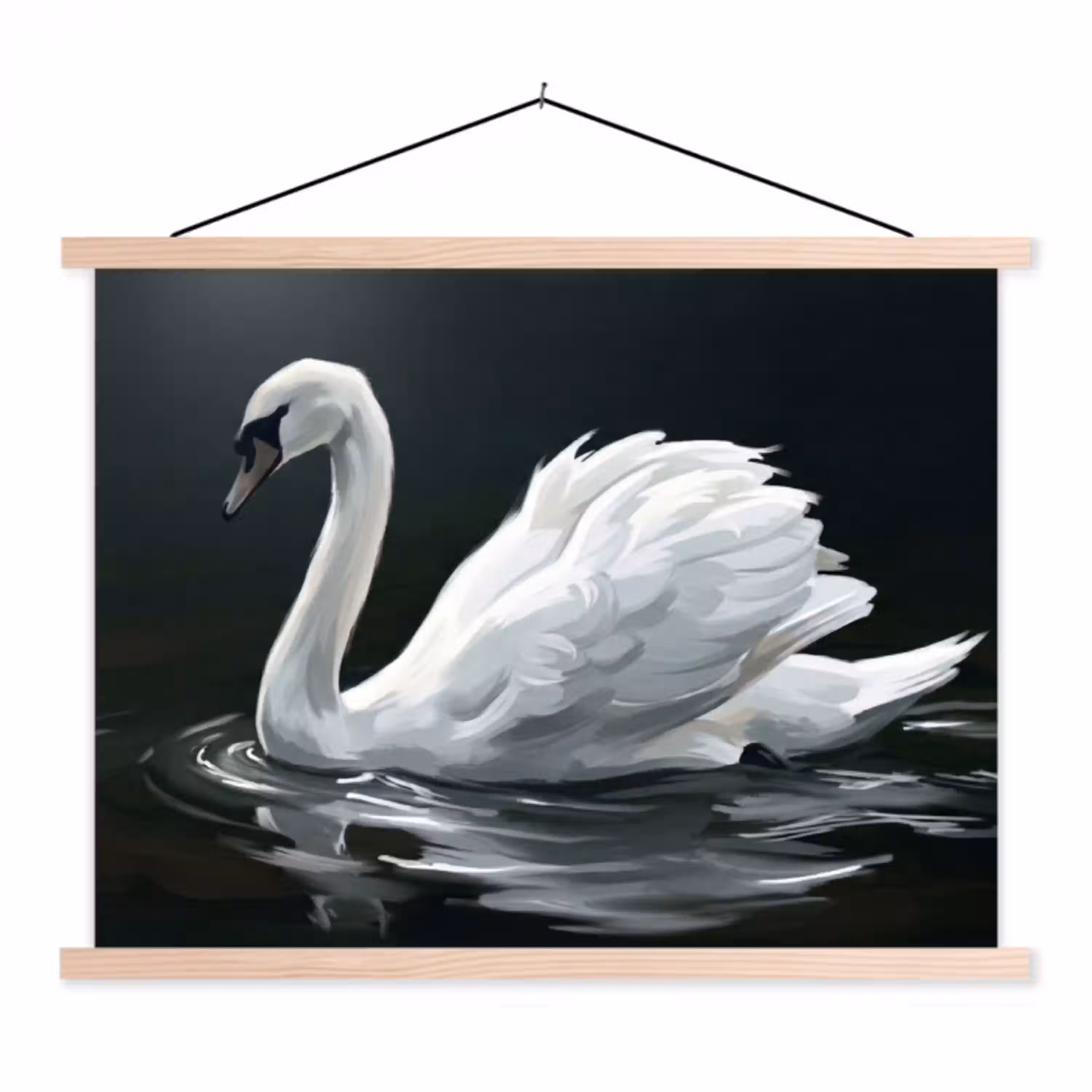 Zwaan - Water - Natuur - Realistisch - Wit textielposter latten blank klein -3d