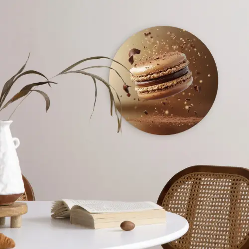 Chocolade - Macarons - Eten - Snoep Wandcirkel plexiglas klein -sfeer4