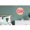 Tekst - Strepen - Roze Wandcirkel aluminium klein -slaapkamer