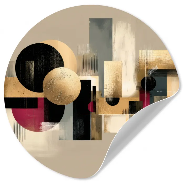 Abstract - Vormen - Beige - Texturen Wandcirkel behangsticker klein -3d